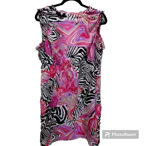 Pineapple Cove XL Midi Kimono Coverup Zebra Print Hot Pink - Picture 2 of 7
